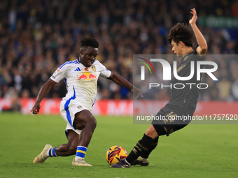 Wilfried Gnonto (Leeds United) participates in the Sky Bet Championship match between Leeds United and Queens Park Rangers at Elland Road in...