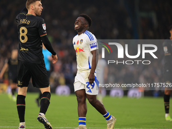 Wilfried Gnonto (Leeds United) rues a miss during the Sky Bet Championship match between Leeds United and Queens Park Rangers at Elland Road...