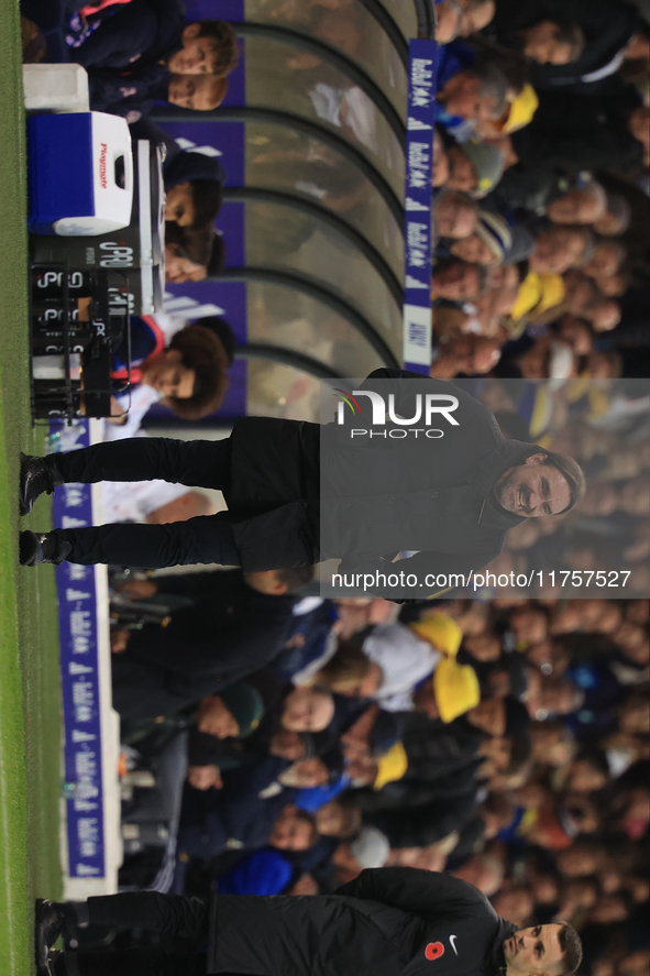 Daniel Farke, Leeds United manager, during the Sky Bet Championship match between Leeds United and Queens Park Rangers at Elland Road in Lee...