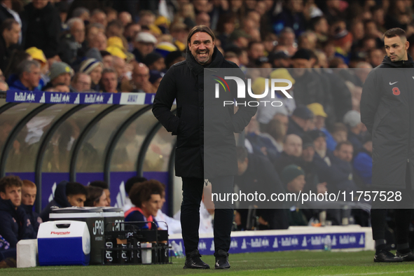 Daniel Farke, Leeds United manager, during the Sky Bet Championship match between Leeds United and Queens Park Rangers at Elland Road in Lee...