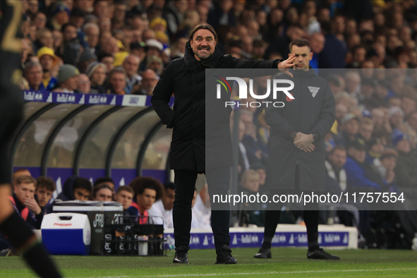 Daniel Farke, Leeds United manager, during the Sky Bet Championship match between Leeds United and Queens Park Rangers at Elland Road in Lee...