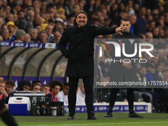 Daniel Farke, Leeds United manager, during the Sky Bet Championship match between Leeds United and Queens Park Rangers at Elland Road in Lee...