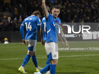 Louie Barry #20 of Stockport County F.C. celebrates his goal during the Sky Bet League 1 match between Stockport County and Bolton Wanderers...