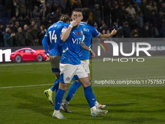 Louie Barry #20 of Stockport County F.C. celebrates his goal during the Sky Bet League 1 match between Stockport County and Bolton Wanderers...