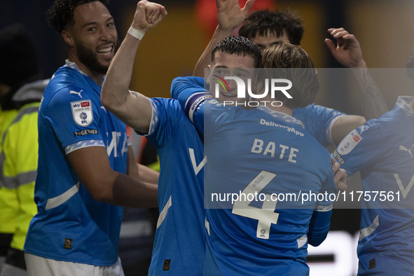 Louie Barry #20 of Stockport County F.C. celebrates his goal during the Sky Bet League 1 match between Stockport County and Bolton Wanderers...