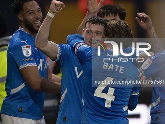 Louie Barry #20 of Stockport County F.C. celebrates his goal during the Sky Bet League 1 match between Stockport County and Bolton Wanderers...