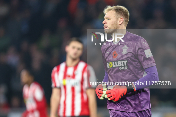 Number 30, goalkeeper Aaron Ramsdale of Southampton, participates in the Premier League match between Wolverhampton Wanderers and Southampto...