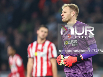 Number 30, goalkeeper Aaron Ramsdale of Southampton, participates in the Premier League match between Wolverhampton Wanderers and Southampto...