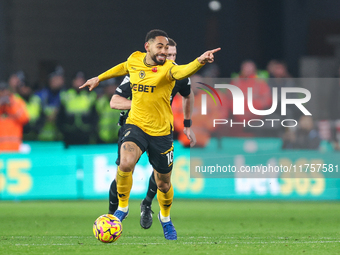 #10, Matheus Cunha of Wolves points as he sets off on a run during the Premier League match between Wolverhampton Wanderers and Southampton...