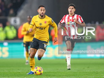 Matheus Cunha of Wolves is in attacking action during the Premier League match between Wolverhampton Wanderers and Southampton at Molineux i...