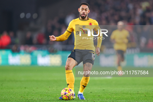 Matheus Cunha of Wolves is on the ball during the Premier League match between Wolverhampton Wanderers and Southampton at Molineux in Wolver...