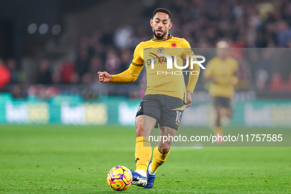 During the Premier League match between Wolverhampton Wanderers and Southampton at Molineux in Wolverhampton, England, on November 9, 2024. 