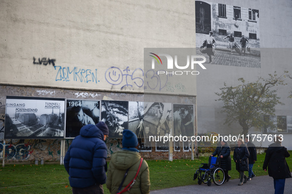 Bernauer Strasse near Berlin Wall Memorial during the 35th anniversary of the fall of the Berlin Wall. Berlin, Germany on 9 November, 2024. 