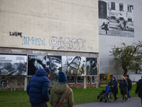 Bernauer Strasse near Berlin Wall Memorial during the 35th anniversary of the fall of the Berlin Wall. Berlin, Germany on 9 November, 2024....