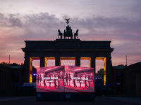 Evening screening in front of the Brandenburg Gate during the 35th anniversary of the fall of the Berlin Wall. Berlin, Germany on 9 November...