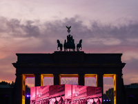 Evening screening in front of the Brandenburg Gate during the 35th anniversary of the fall of the Berlin Wall. Berlin, Germany on 9 November...