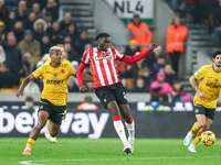 Lesley Ugochukwu of Southampton plays the ball back during the Premier League match between Wolverhampton Wanderers and Southampton at Molin...