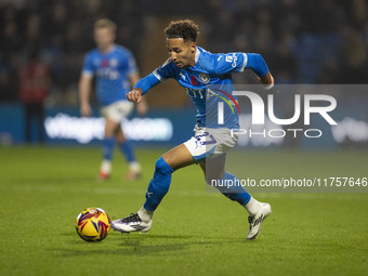 Odin Bailey, number 27 of Stockport County F.C., is in action during the Sky Bet League 1 match between Stockport County and Bolton Wanderer...