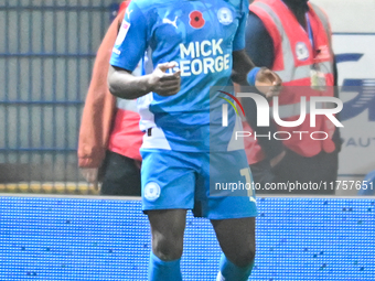 Kwame Poku (11 Peterborough United) celebrates after scoring the team's sixth goal during the Sky Bet League 1 match between Peterborough an...