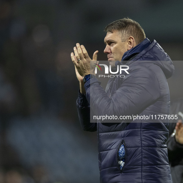 Stockport County F.C. manager Dave Challinor applauds at full time during the Sky Bet League 1 match between Stockport County and Bolton Wan...