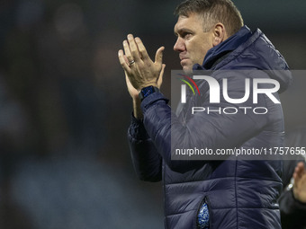 Stockport County F.C. manager Dave Challinor applauds at full time during the Sky Bet League 1 match between Stockport County and Bolton Wan...