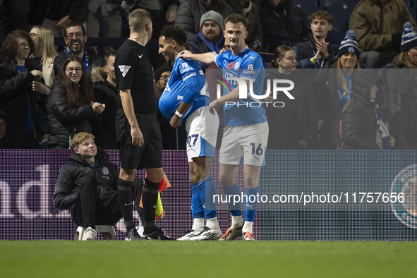 Odin Bailey #27 of Stockport County F.C. celebrates his goal during the Sky Bet League 1 match between Stockport County and Bolton Wanderers...