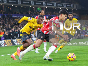 Mateus Fernandes of Southampton is on the ball during the Premier League match between Wolverhampton Wanderers and Southampton at Molineux i...