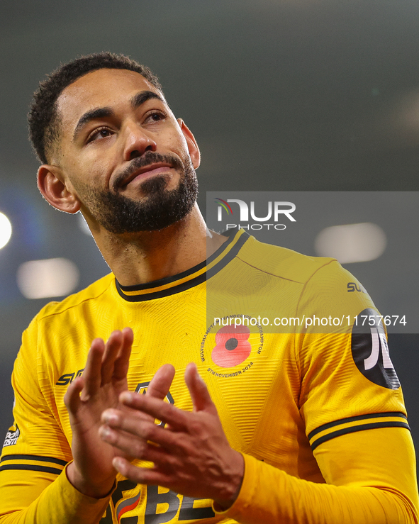 Matheus Cunha of Wolves thanks the fans as he is substituted during the Premier League match between Wolverhampton Wanderers and Southampton...