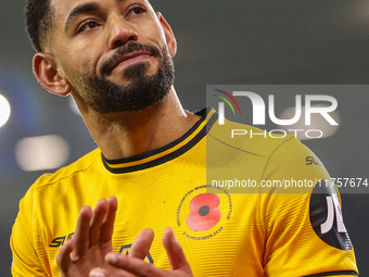 Matheus Cunha of Wolves thanks the fans as he is substituted during the Premier League match between Wolverhampton Wanderers and Southampton...