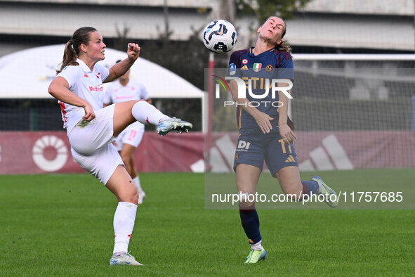 Emma Skou Faerge of A.C.F Fiorentina and Emilie Haavi of A.S. Roma Femminile are in action during the 9th day of the Serie A Femminile eBay...