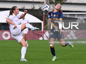 Emma Skou Faerge of A.C.F Fiorentina and Emilie Haavi of A.S. Roma Femminile are in action during the 9th day of the Serie A Femminile eBay...