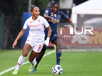 Madelen Janogy of A.C.F Fiorentina and Hawa Cissoko of A.S. Roma Femminile are in action during the 9th day of the Serie A Femminile eBay Ch...