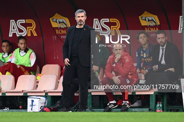 Alessandro Spugna coaches A.S. Roma Femminile during the 9th day of the Serie A Femminile eBay Championship between A.S. Roma and A.C.F. Fio...