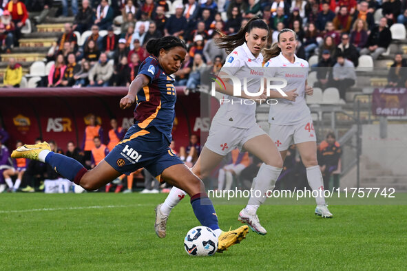 Eseosa Aigbogun of A.S. Roma Femminile is in action during the 9th day of the Serie A Femminile eBay Championship between A.S. Roma and A.C....