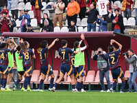 A.S. Roma Femminile celebrate the victory during the 9th day of the Serie A Femminile eBay Championship between A.S. Roma and A.C.F. Fiorent...