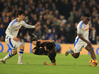 Koki Saito (QPR) is fouled by Ao Tanaka (Leeds United) during the Sky Bet Championship match between Leeds United and Queens Park Rangers at...