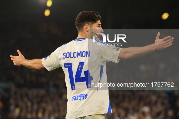 Manor Solomon (Leeds United) participates in the Sky Bet Championship match between Leeds United and Queens Park Rangers at Elland Road in L...