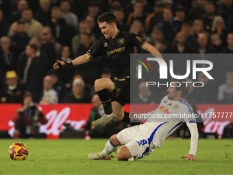 Paul Smyth (QPR) skips over a challenge by Joe Rothwell (Leeds United) during the Sky Bet Championship match between Leeds United and Queens...