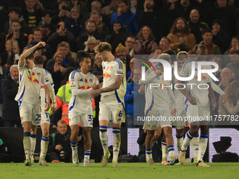 Joel Piroe (Leeds United) scores his team's second goal during the Sky Bet Championship match between Leeds United and Queens Park Rangers a...