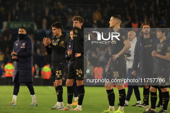 Nicolas Madsen (QPR) and the team after the Sky Bet Championship match between Leeds United and Queens Park Rangers at Elland Road in Leeds,...