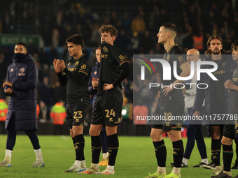 Nicolas Madsen (QPR) and the team after the Sky Bet Championship match between Leeds United and Queens Park Rangers at Elland Road in Leeds,...