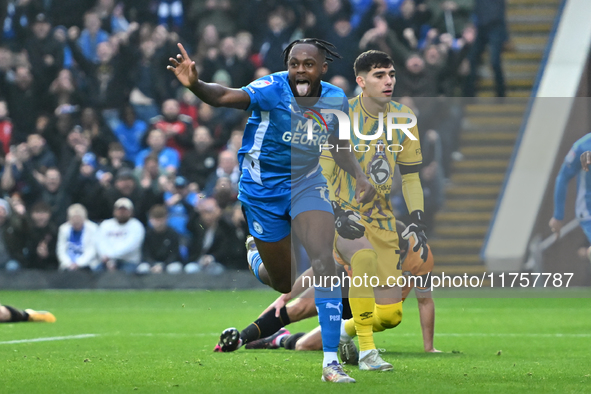 Ricky Jade Jones (17, Peterborough United) celebrates after scoring the team's first goal during the Sky Bet League 1 match between Peterbor...