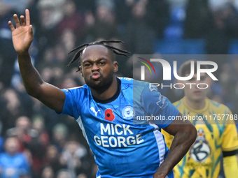 Ricky Jade Jones (17, Peterborough United) celebrates after scoring the team's first goal during the Sky Bet League 1 match between Peterbor...