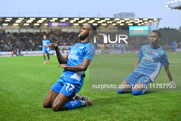 During the Sky Bet League 1 match between Peterborough and Cambridge United in Peterborough, England, on November 9, 2024. 