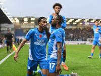 Ricky Jade Jones (17 Peterborough United) celebrates after scoring the team's first goal, making it 1-0, during the Sky Bet League 1 match b...