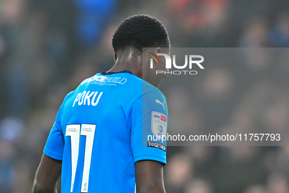 Kwame Poku (11 Peterborough United) participates in the Sky Bet League 1 match between Peterborough and Cambridge United at London Road in P...