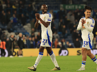 Josuha Guilavogui (Leeds United) and Isaac Schmidt (Leeds United) smile after the Sky Bet Championship match between Leeds United and Queens...