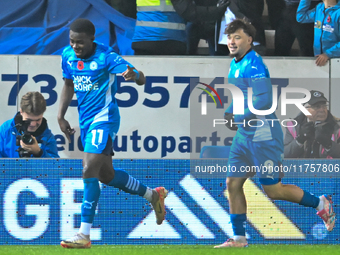 Kwame Poku (11 Peterborough United) celebrates after scoring the team's sixth goal during the Sky Bet League 1 match between Peterborough an...