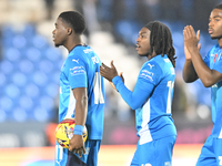 Kwame Poku (11 Peterborough United) holds the match ball after scoring a hat trick during the Sky Bet League 1 match between Peterborough an...