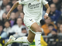 Kylian Mbappe centre-forward of Real Madrid and France in action during the La Liga match between Real Madrid CF and CA Osasuna at Estadio S...